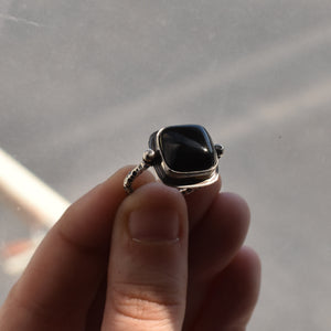 Chelsea Ring - Black Agate Ring - .925 Sterling Silver - Silversmith Ring - Unusual Ring