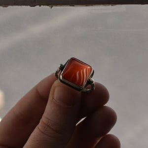 Chelsea Ring - Red Agate -.925 Sterling Silver - Silversmith Ring - Burnt Orange Ring