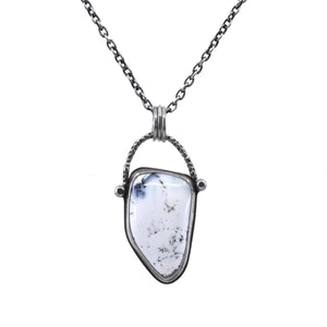READY TO SHIP - Dendritic Opal Pendant - Ooak Silversmith Pendant - Dendritic Opal Necklace