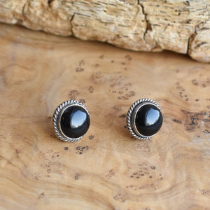 Black Onyx Traditional Posts - .925 Sterling Silver - Onyx Studs - Silversmith Posts - Big Post Earrings