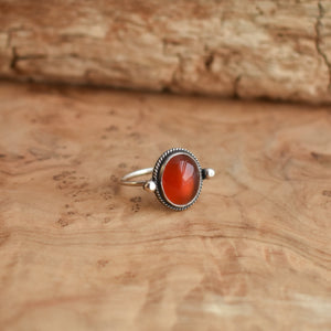 Delica Ring - Red Agate Ring - Silversmith Ring - Feminine Jewelry