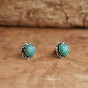Western Turquoise Posts - American Turquoise Earrings - Turquoise Studs - Silversmith
