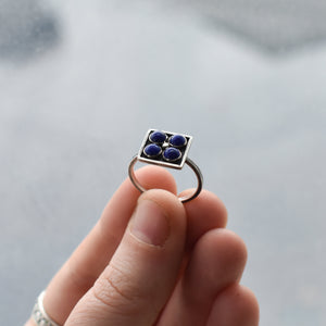 Lapis Tile Ring -  Blue Lapis Ring - Multi-Stone Ring - Silversmith Ring
