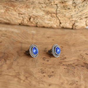 Lapis Posts - Western Posts - Lapis Lazuli Earrings - Sterling Silver Lapis Studs - Silversmith