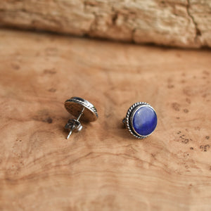 Lapis Lazuli Traditional Posts - .925 Sterling Silver - Silversmith Earrings- Big Lapis Posts - Lapis Earrings