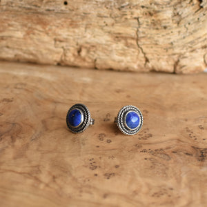 Lapis Posts - Western Posts - Lapis Lazuli Earrings - Sterling Silver Lapis Studs - Silversmith