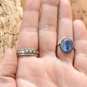 Blue Kyanite Delica Ring - Sterling Silver Ring - Silversmith Ring - Deep Blue Ring