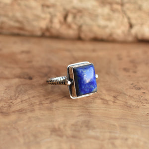 Unique Blue Lapis Ring - AA Lapis Lazuli Ring - Silversmith - .925 Sterling Silver