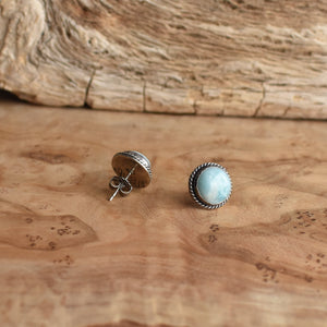 Traditional Larimar Posts - Larimar Studs - Dominican Larimar Earrings - Silversmith - Sterling Silver Posts