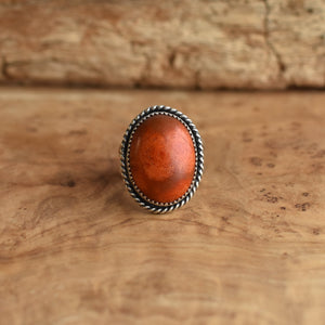 Red Sponge Coral Ring - Silversmith Ring - Boho Red Coral Ring
