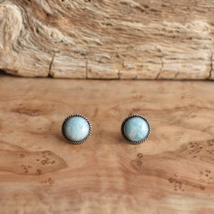 Traditional Larimar Posts - Larimar Studs - Dominican Larimar Earrings - Silversmith - Sterling Silver Posts