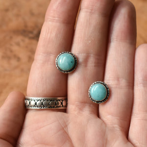 Hammered Posts in Amazonite - .925 Sterling Silver - Soft Aqua Blue Studs - Amazonite Earrings