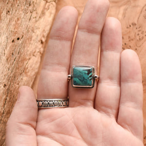 Chelsea Ring - Turquoise Ring - Sterling Silver Ring - Silversmith Ring - Textured Ring
