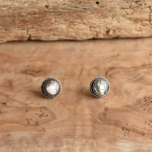 READY TO SHIP - Large Hammered Post Earrings - Abalone Studs - High Grade Abalone Earrings - Big Post Earrings