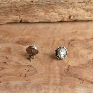 READY TO SHIP - Large Hammered Post Earrings - Abalone Studs - High Grade Abalone Earrings - Big Post Earrings