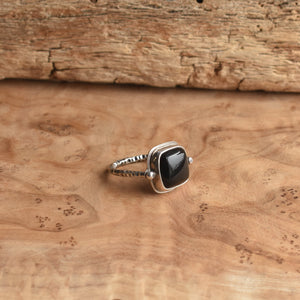 Chelsea Ring - Black Agate Ring - .925 Sterling Silver - Silversmith Ring - Unusual Ring