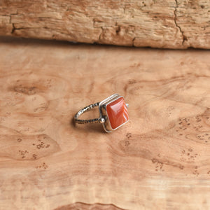 Chelsea Ring - Red Agate -.925 Sterling Silver - Silversmith Ring - Burnt Orange Ring