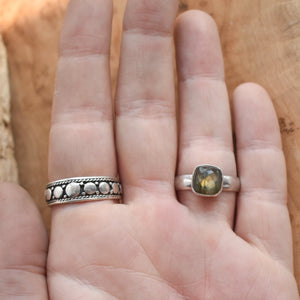 Labradorite Chunky Stacker Ring - Rose Cut Labradorite Ring - .925 Sterling Silver - Silversmith Ring