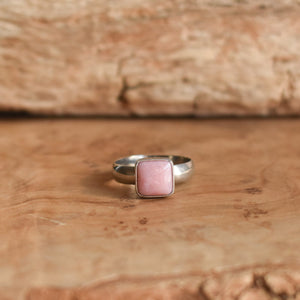 Pink Opal Ring  - Pink Opal Stacker - .925 Sterling Silver Ring - Unique Silversmith