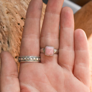 Pink Opal Ring  - Pink Opal Stacker - .925 Sterling Silver Ring - Unique Silversmith