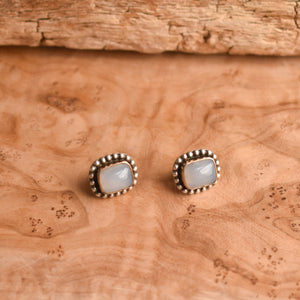 Chalcedony Posts - Chalcedony Studs -Gold Earrings - .925 Sterling Silver