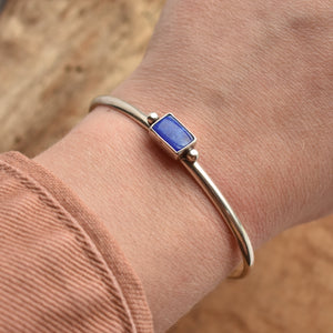 Lapis Lazuli Cuff Bracelet - Lapis Bracelet - Lapis Lazuli Bangle - .925 Sterling Silver
