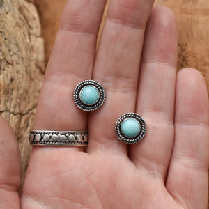 Western Amazonite Posts - Amazonite Earrings - Amazonite Studs - Silversmith Earrings