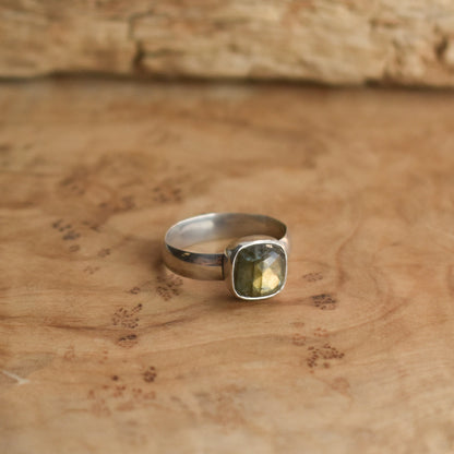 Labradorite Chunky Stacker Ring - Rose Cut Labradorite Ring - .925 Sterling Silver - Silversmith Ring