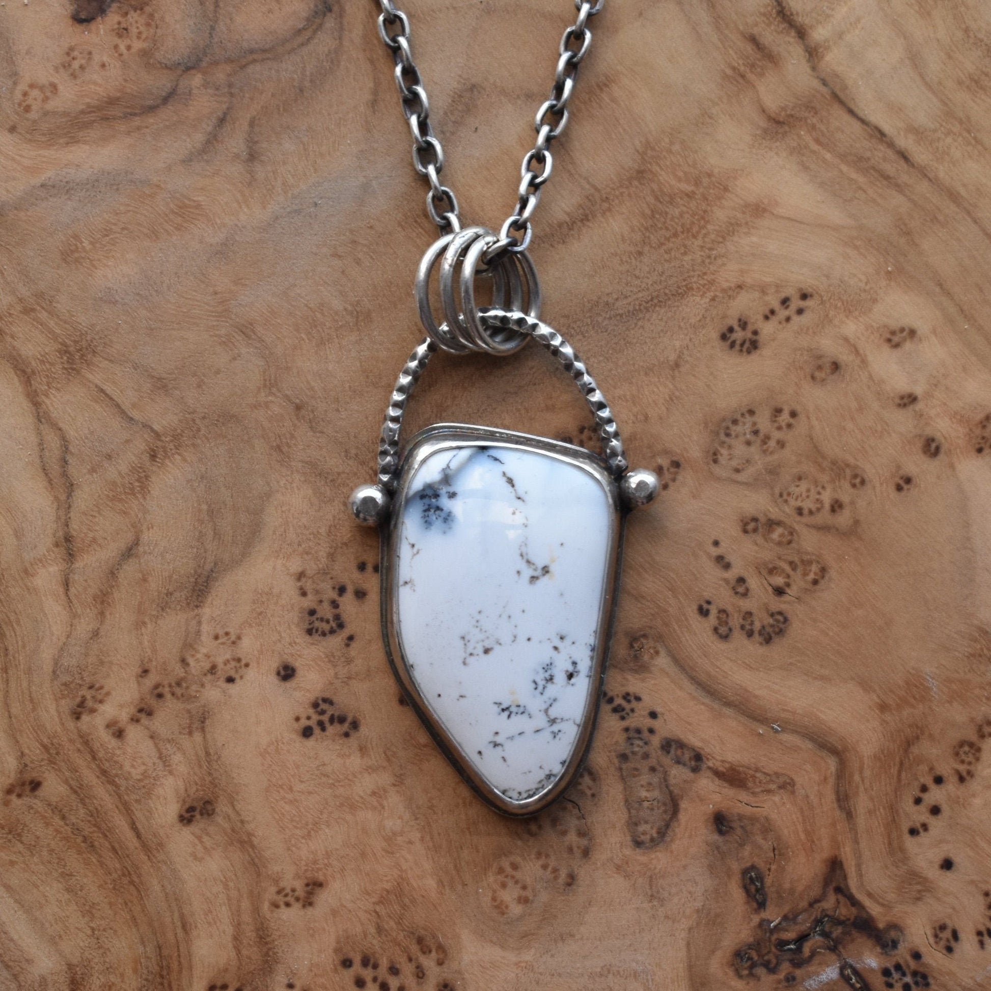 READY TO SHIP - Dendritic Opal Pendant - Ooak Silversmith Pendant - Dendritic Opal Necklace