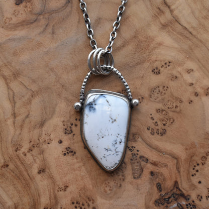 READY TO SHIP - Dendritic Opal Pendant - Ooak Silversmith Pendant - Dendritic Opal Necklace