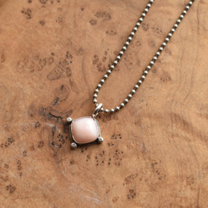 Pink Opal Little Charm Pendant - Pink Opal Pendant - Silversmith - Pink Opal Necklace