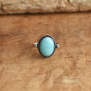 Amazonite Delica Ring - Mint Colored Ring - Silversmith - Soft turquoise Ring