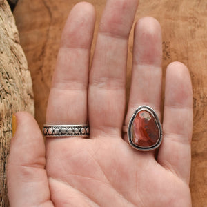 Crazy Lace Agate Ring - .925 Sterling Silver - Silversmith Ring - OOAK Boho Ring