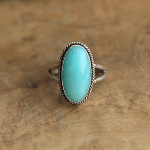 Amazonite Boho Ring - Mint Colored Ring - Unique Silversmith - Silversmith Ring