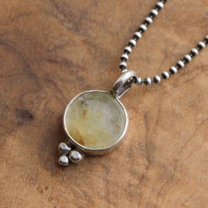 Rutilated Quartz Sweetheart Pendant - Rutilated Quartz Necklace - .925 Sterling Silver - Silversmith