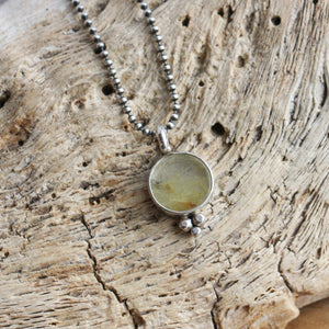Rutilated Quartz Sweetheart Pendant - Rutilated Quartz Necklace - .925 Sterling Silver - Silversmith