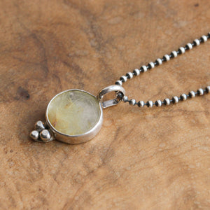 Rutilated Quartz Sweetheart Pendant - Rutilated Quartz Necklace - .925 Sterling Silver - Silversmith