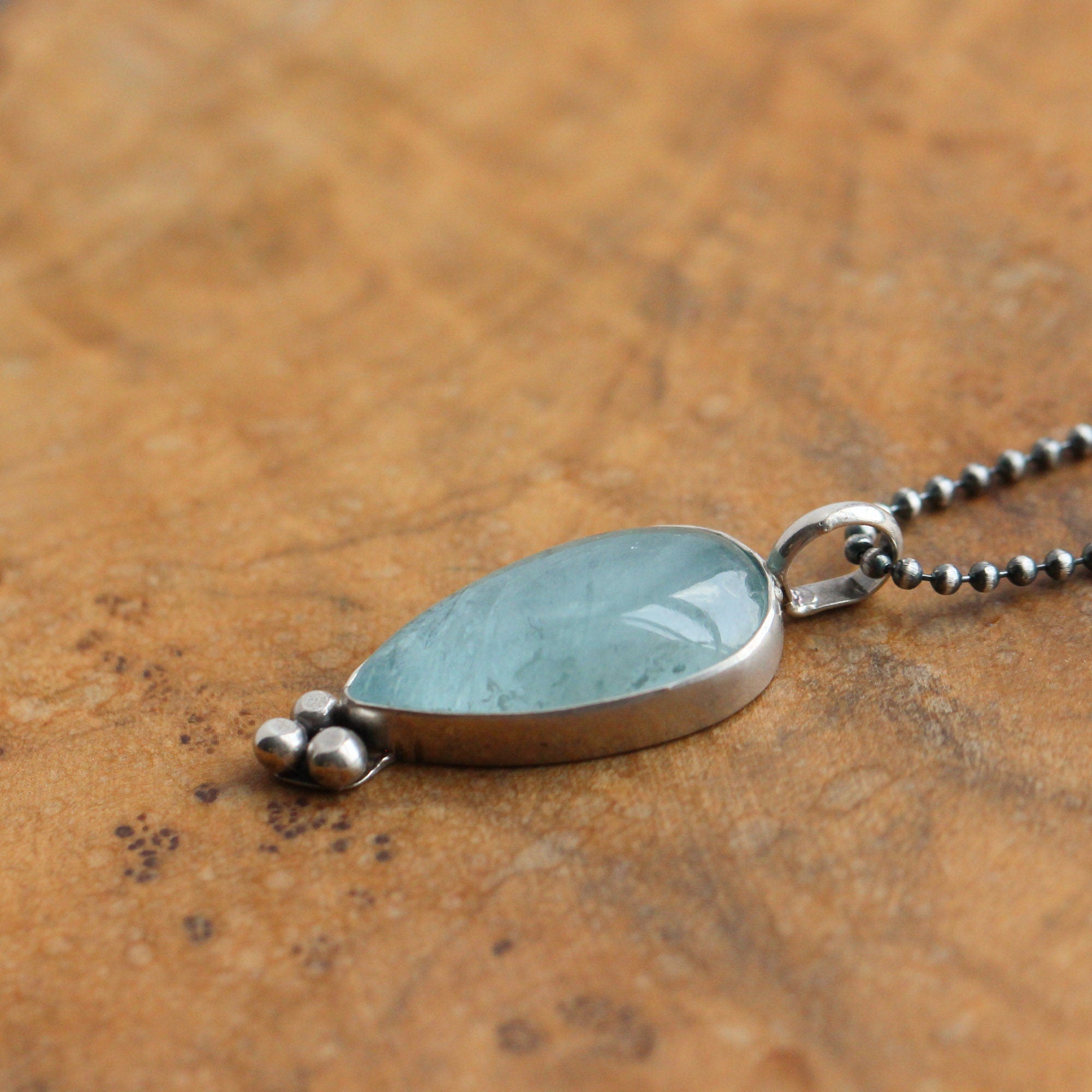 Ready to Ship - Aquamarine Sweetheart Pendant - Aquamarine Necklace - March Birthstone - .925 Sterling Silver