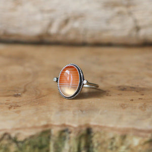 Delica Ring - Red Banded Agate Ring - Silversmith Ring - Feminine Jewelry