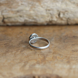Modern Peridot Ring - Shadowbox Ring - Rose Cut Peridot Ring - .925 Sterling Silver