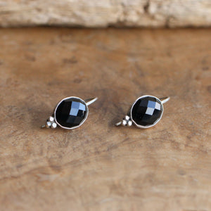 Faceted Black Onyx Piper Earrings - .925 Sterling Silver