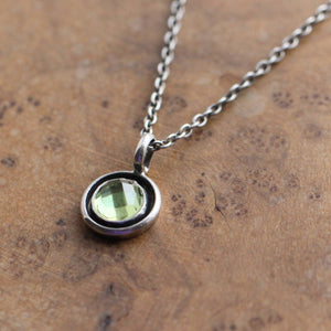 READY TO SHIP - Peridot Necklace - Silversmith Peridot Pendant - Faceted Peridot Necklace - .925 Sterling Silver Pendant