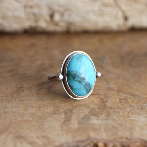 Turquoise Chloe Ring - Unique Silversmith Ring - OOAK Turquoise Ring - Silversmith Ring