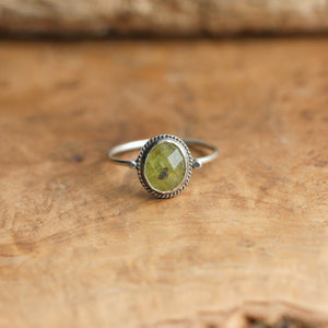 Green Garnet Delica Ring - Garnet Stacker - Green Garnet Ring - Unique Silversmith