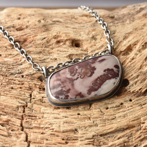 READY TO SHIP - Picasso Jasper Necklace - Pendant with Chain - .925 Sterling Silver Pendant - Ooak