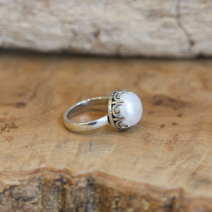 Magestic Pearl Ring - Freshwater Pearl Ring - .925 Sterling Silver - Silversmith Ring