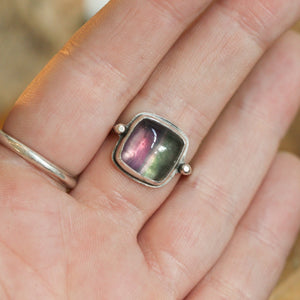 Chelsea Ring -  Fluorite Ring - .925 Sterling Silver - Silversmith Ring - Multi-color Fluorite