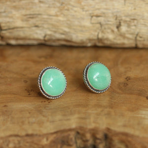 Big Chrysoprase Posts - Chrysoprase Traditional Posts - .925 Sterling Silver - Silversmith - Chrysoprase Studs