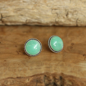 Big Chrysoprase Posts - Chrysoprase Traditional Posts - .925 Sterling Silver - Silversmith - Chrysoprase Studs