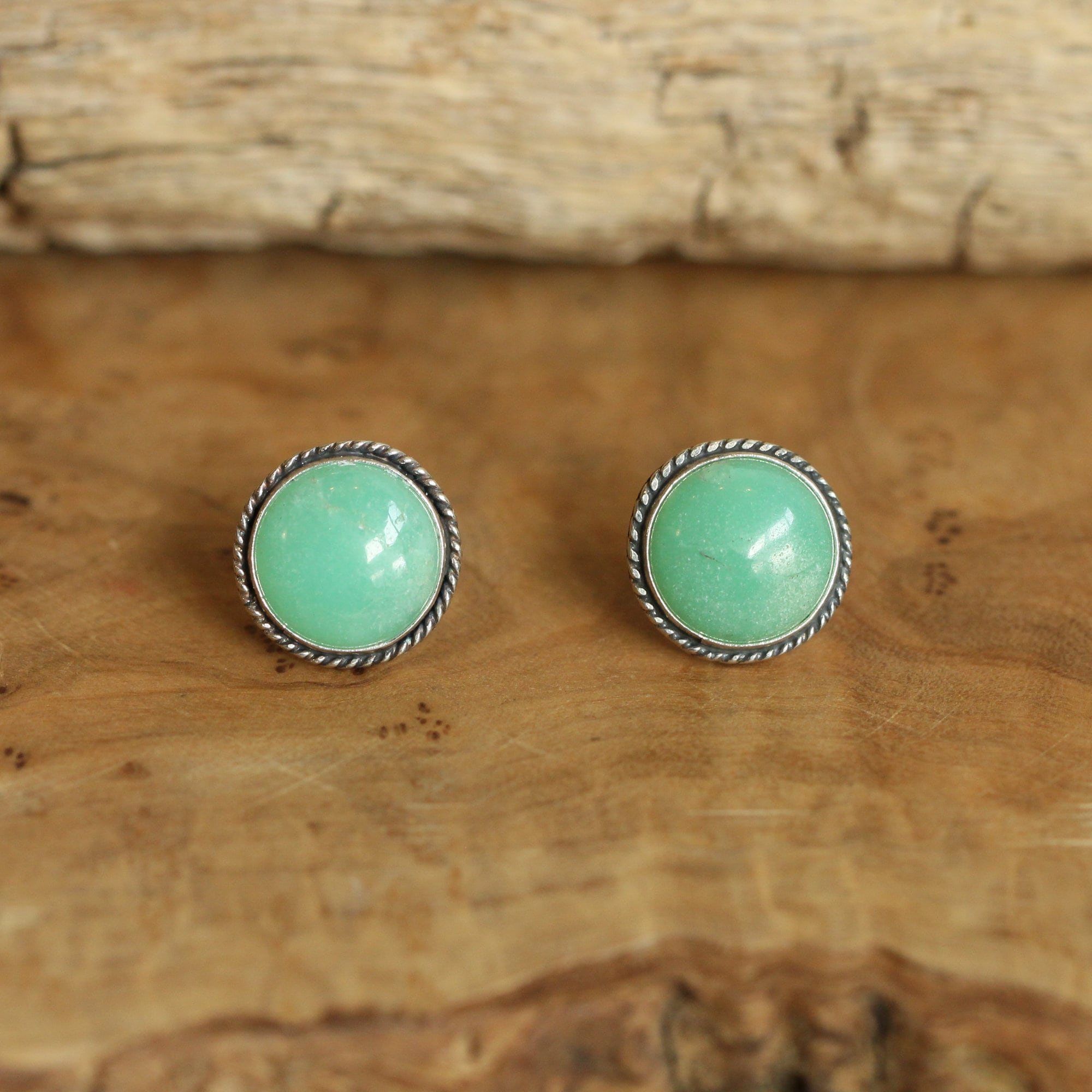 Big Chrysoprase Posts - Chrysoprase Traditional Posts - .925 Sterling Silver - Silversmith - Chrysoprase Studs